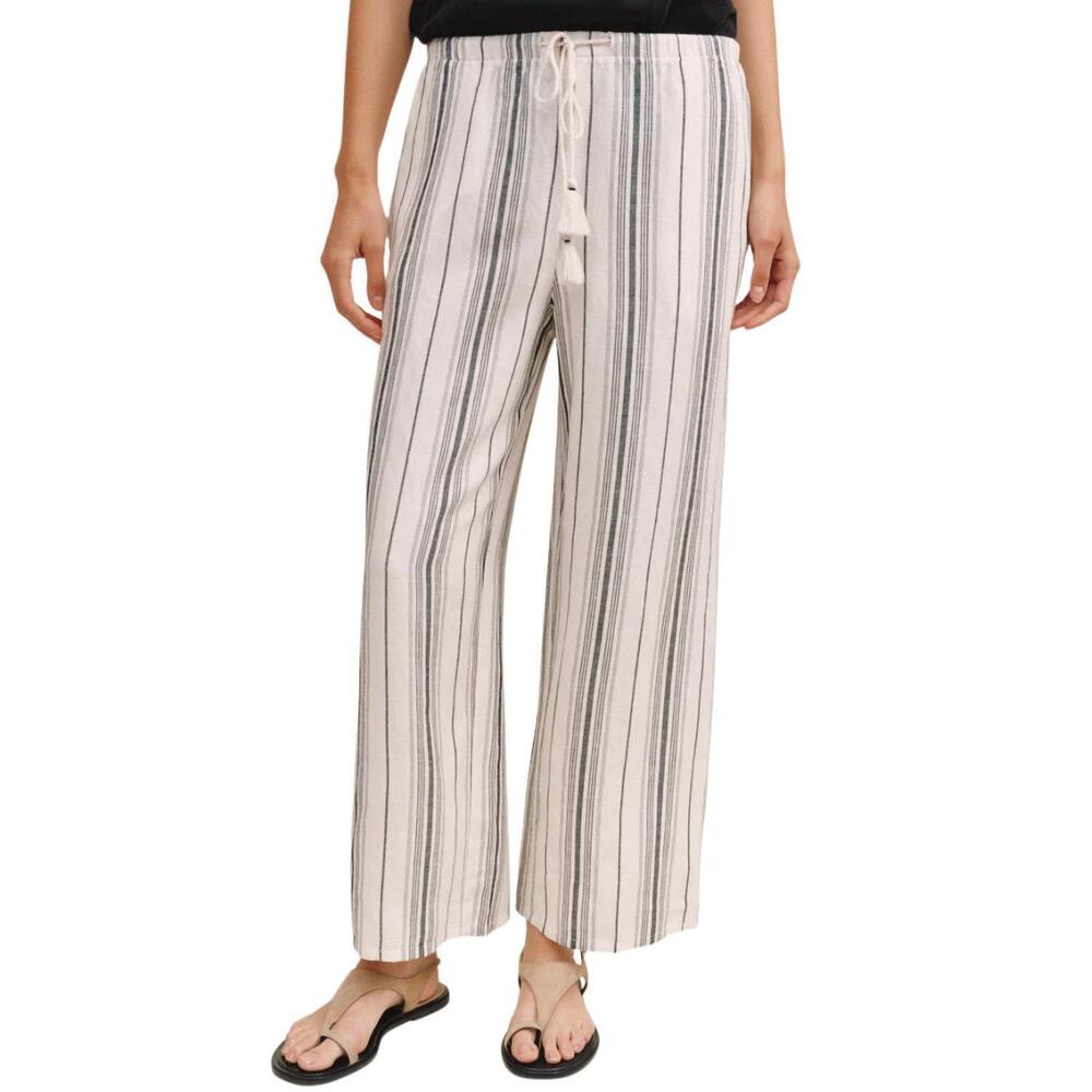 NEW BELLA DAHL tassel cord drawstring crop pants in boardwalk stripe